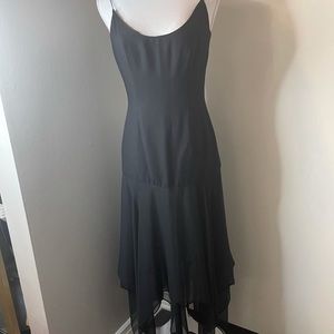 Black poly/chiffon slip dress , no label